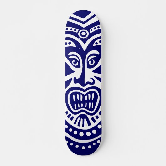 Tiki Maskerstijl - marine op wit Skateboard (Voorkant)