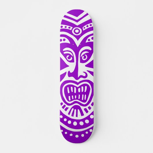 Tiki Maskerstijl - Paars op hout Persoonlijk Skateboard (Voorkant)