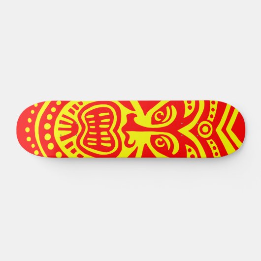 Tiki Maskerstijl - Rood op Geel Persoonlijk Skateboard (Horizontaal)