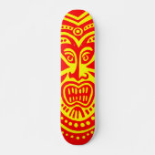 Tiki Maskerstijl - Rood op Geel Persoonlijk Skateboard (Voorkant)