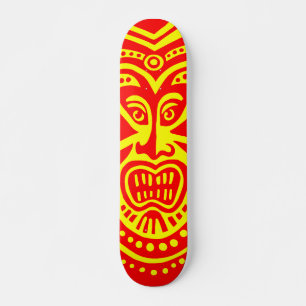 Tiki Maskerstijl - Rood op geel (Retro) Persoonlijk Skateboard