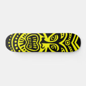 Tiki Maskerstijl - Zwart op Geel Skateboard (Horizontaal)