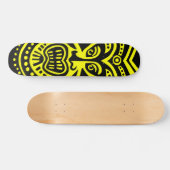 Tiki Maskerstijl - Zwart op Geel Skateboard (Horizontaal)