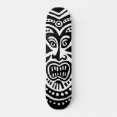 Tiki Maskerstijl - Zwart op hout Persoonlijk Skateboard (Voorkant)