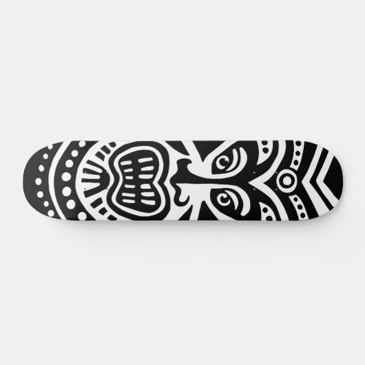 Tiki Maskerstijl - Zwart op wit (Retro) Skateboard (Horizontaal)