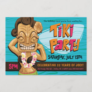 Tiki Meisje Verjaardagsfeest Luau Zomer Viering Kaart