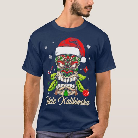 Tiki Mele Kalikimaka Hawaiian Merry Kerstmis T-shirt (Voorkant)
