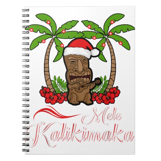 Tiki mele kalikimaka merry kerst hawaii ukulel notitieboek (Voorkant)