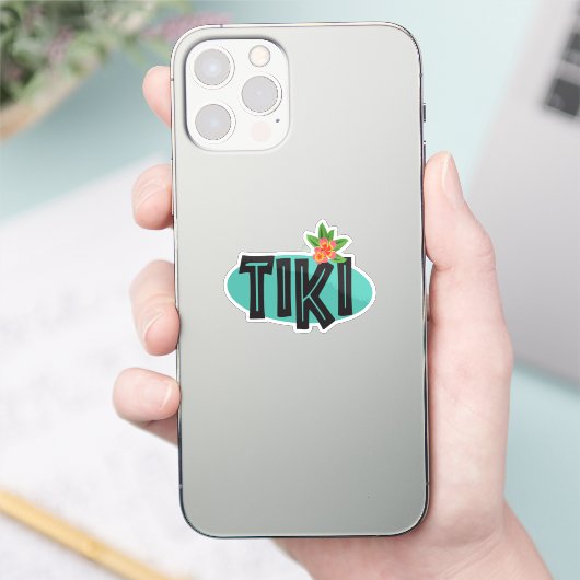 Tiki met Hibiscus bloem Sticker (Telefoon)