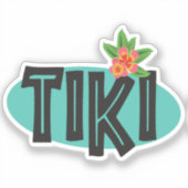 Tiki met Hibiscus bloem Sticker (Voorkant)