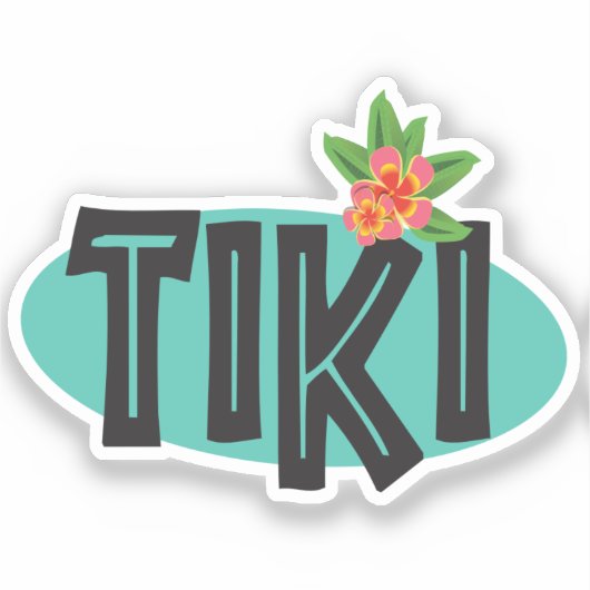 Tiki met Hibiscus bloem Sticker (Voorkant)