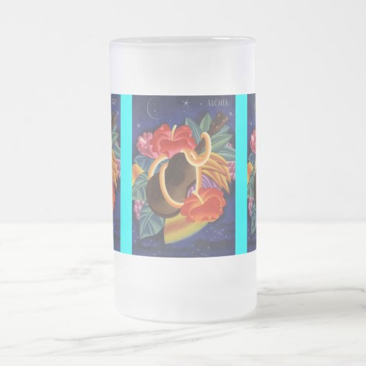 TIKI MOK ~ ALOHA~ NGHT SKY ~ UKULELE & HIBISCUS! (Center)