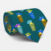 Tiki Mokken Tropische Drinken met twee zijden bedr Stropdas (Opgerold)