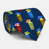 Tiki Mokken Tropische Drinken met twee zijden bedr Stropdas (Opgerold)