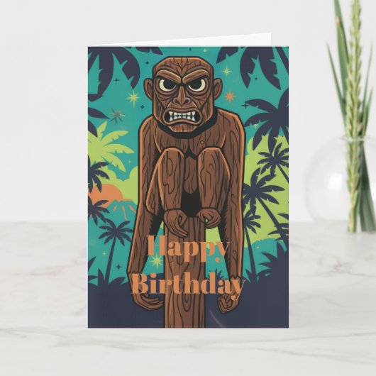Tiki Monkey Verjaardagskaart Kaart (Voorkant)