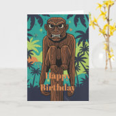 Tiki Monkey Verjaardagskaart Kaart (Gele Bloem)