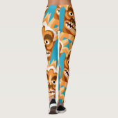 Tiki Monster Funny Gold en Blauwgroen Leggings (Achterkant)
