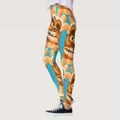 Tiki Monster Funny Gold en Blauwgroen Leggings (Links)