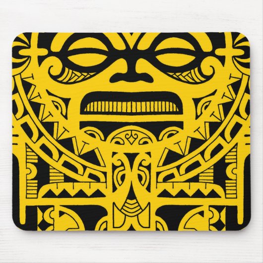 Tiki: ontwerp van goed tattoo, polynesiaans gezich muismat (Voorkant)
