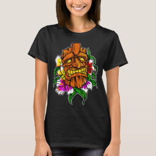 Tiki op een bed van bloemen t-shirt