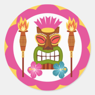 Tiki-overzicht met Torches Ronde Sticker