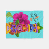 Tiki-paalsummerafbeelding met Hallo Zomer Fleece Deken (Voorkant (Horizontaal))