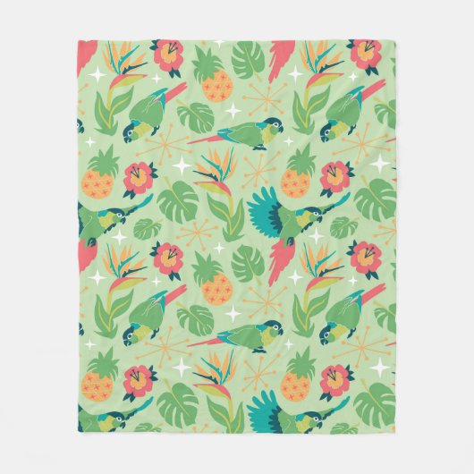 Tiki Papegaai Dekbed Fleece Deken (Voorkant)