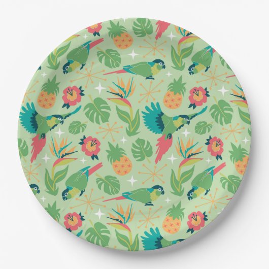Tiki Parrot Paper Plates Papieren Bordje (Voorkant)