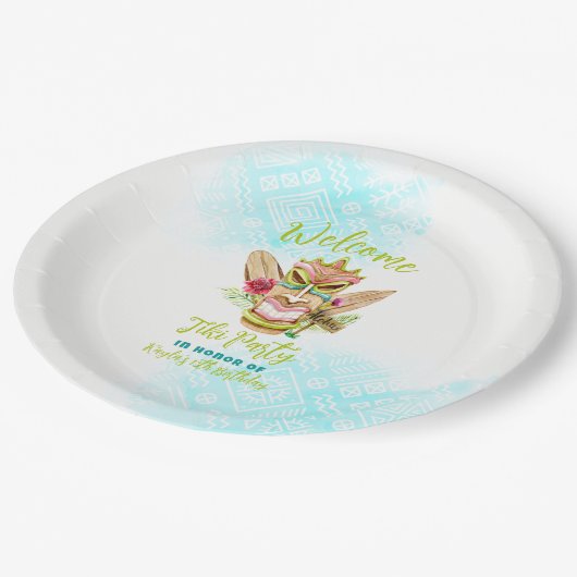 Tiki Partij Papieren Bordje (Gekanteld)