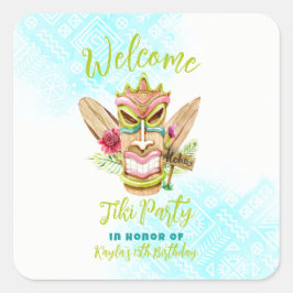 Tiki Partij Vierkante Sticker