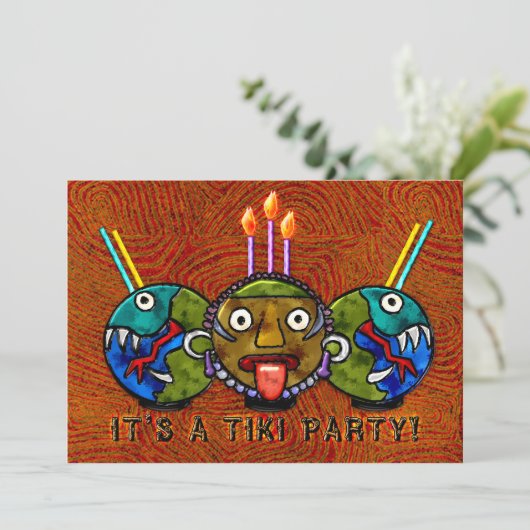 Tiki Party (2-zijdige uitnodiging) Kaart (Staand voorkant)