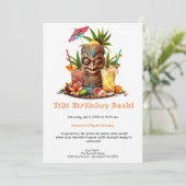Tiki Party Birthday Invitation – Tropical Luau  Kaart (Staand voorkant)