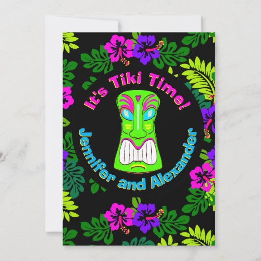 Tiki Party Couple's Shower Invitation Kaart (Achterkant)