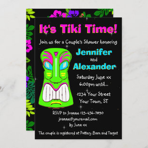 Tiki Party Couple's Shower Invitation Kaart