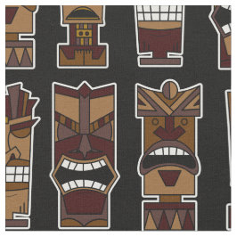 Tiki Party Fabric Brown en Black Stof