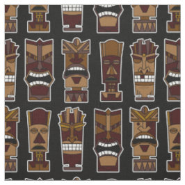 Tiki Party Fabric Brown en Black Stof