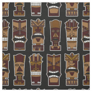 Tiki Party Fabric Brown en Black Stof