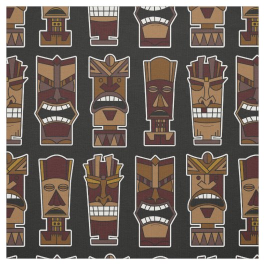 Tiki Party Fabric Brown en Black Stof (Swatch)