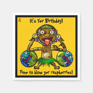 Tiki Party Funny Design on Yellow (gepersonaliseer Servetten