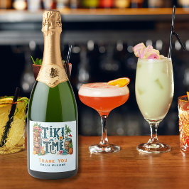 TIKI Party Gepersonaliseerde Aangepast Sparkling Wijnetiket