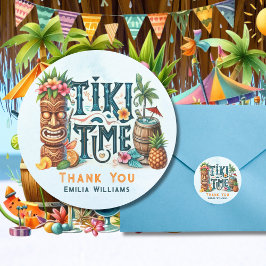TIKI Party Gepersonaliseerde Favor Gift Envelope Ronde Sticker