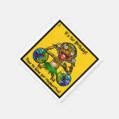 Tiki Party Grappig ontwerp op geel (gepersonalisee Servetten (Hoek)