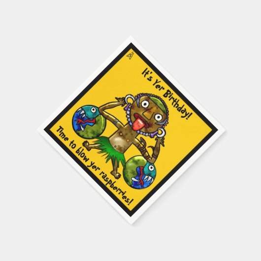 Tiki Party Grappig ontwerp op geel (gepersonalisee Servetten (Hoek)