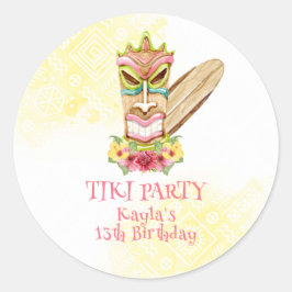 Tiki Party, Luau Birthday Ronde Sticker