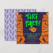 Tiki Party Luau Surprise Birthday Invitation Kaart (Voorkant / Achterkant)