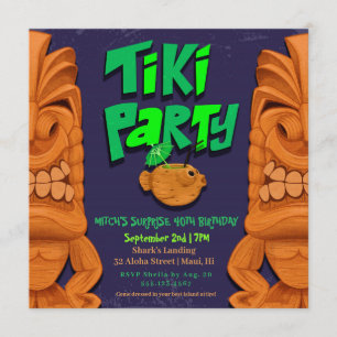 Tiki Party Luau Surprise Birthday Invitation Kaart