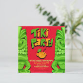 Tiki Party Surprise Birthday Invitation Kaart (Staand voorkant)