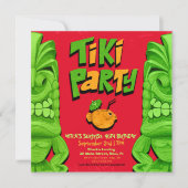 Tiki Party Surprise Birthday Invitation Kaart (Voorkant)