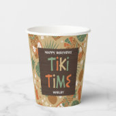 Tiki Party Tropical Luau Birthday Papieren Bekers (Achterkant)