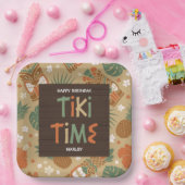 Tiki Party Tropical Luau Birthday Papieren Bordje (Feest)